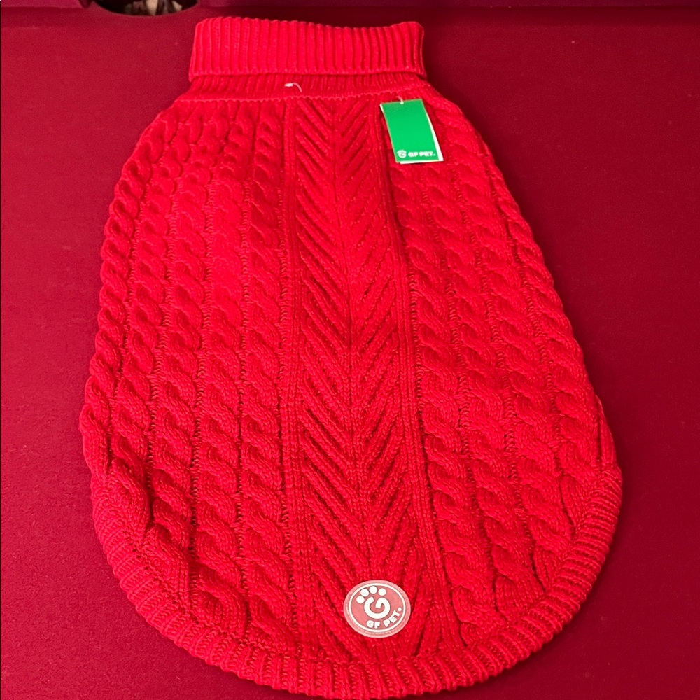 Dog Red Cable Knit Sweater XL